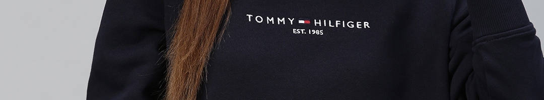 Buy Tommy Hilfiger Women Blue Solid Sweatshirt - Sweatshirts for Women ...