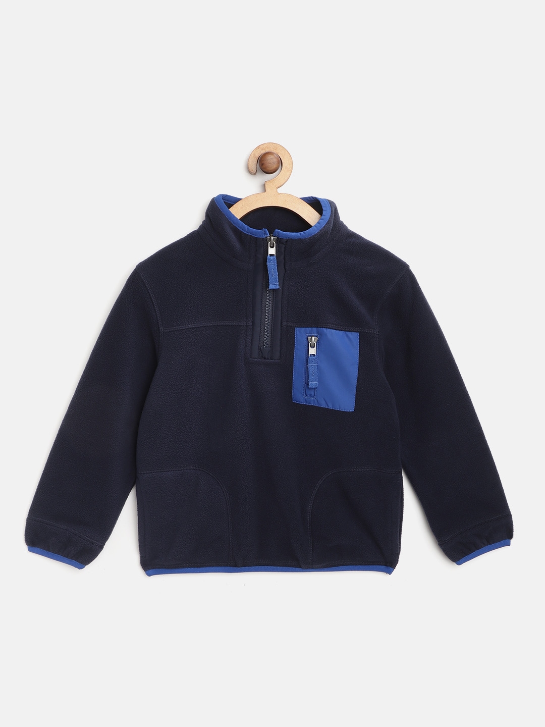 Buy Marks & Spencer Girls Navy Blue Solid Fleece Sweatshirt ...