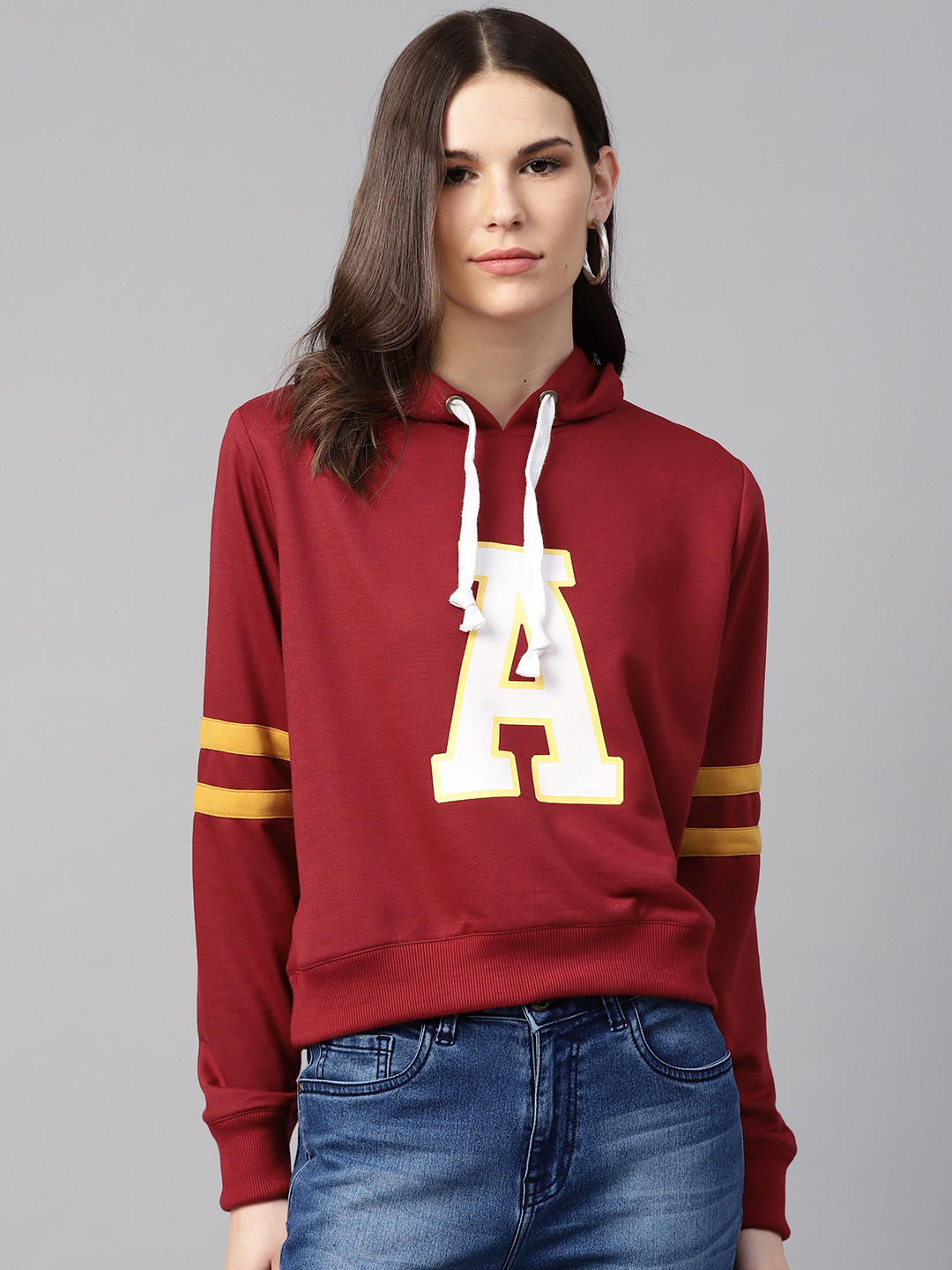 Maroon Printed Sweatshirt