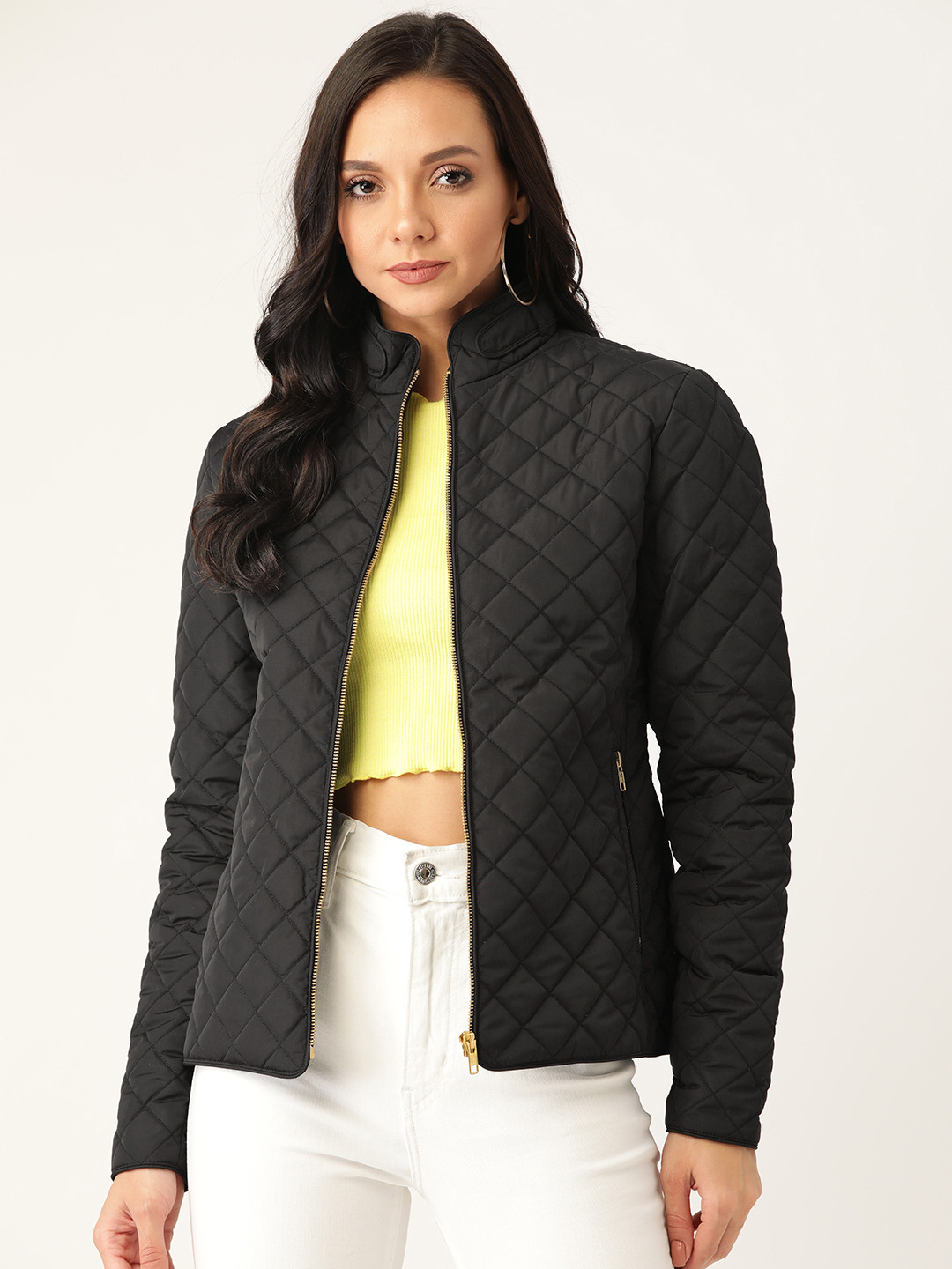 Buy 20Dresses Women Black Solid Quilted Jacket Jackets for Women