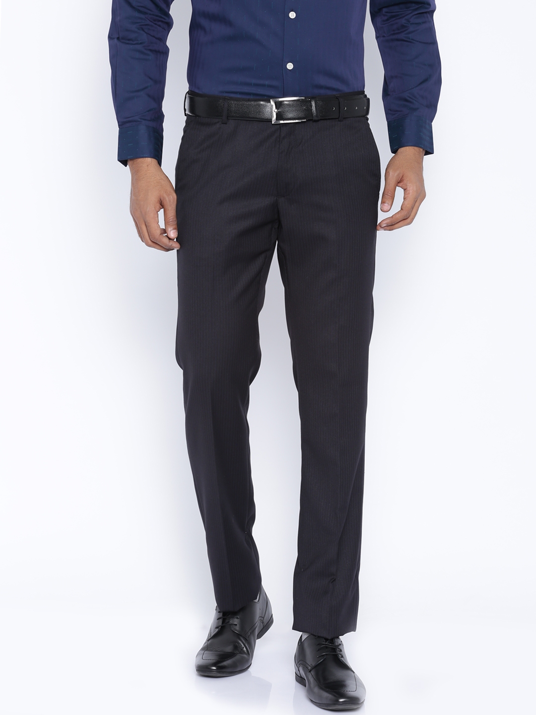 Buy Arrow Black Striped Formal Trousers - Trousers for Men 1285008 Myntra