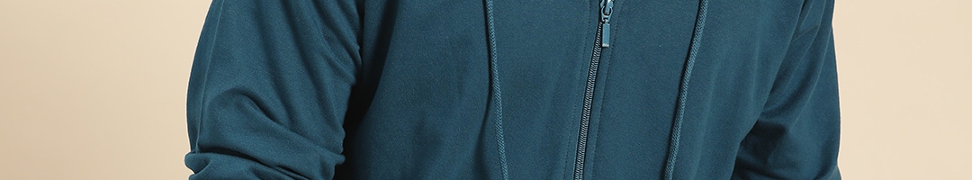 Buy Ether Men Teal Blue Solid Hooded Sweatshirt - Sweatshirts for Men ...