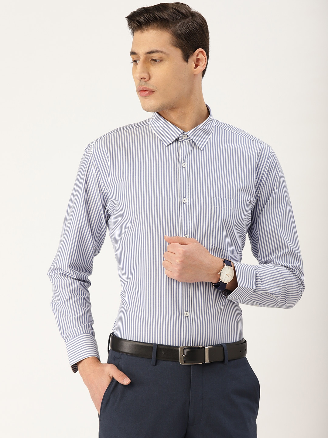 Buy Style Quotient Men Blue & White Striped Formal Shirt - Shirts for ...