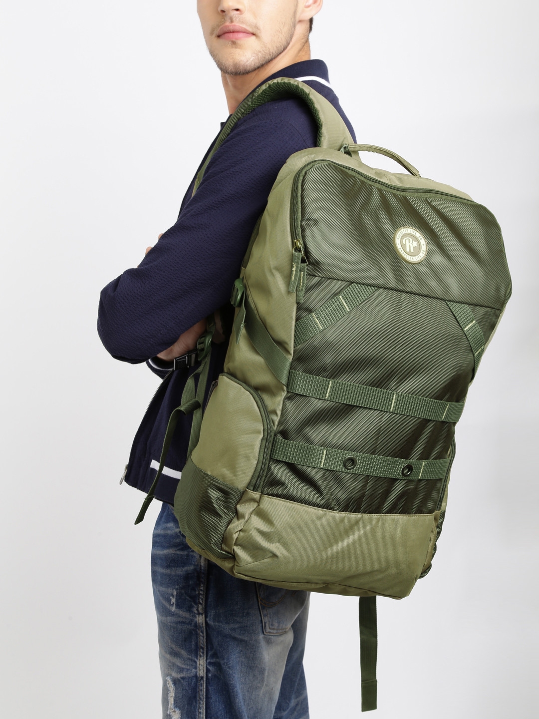 Buy Roadster Unisex Olive Green Tall Knapsack Backpack - Backpacks for