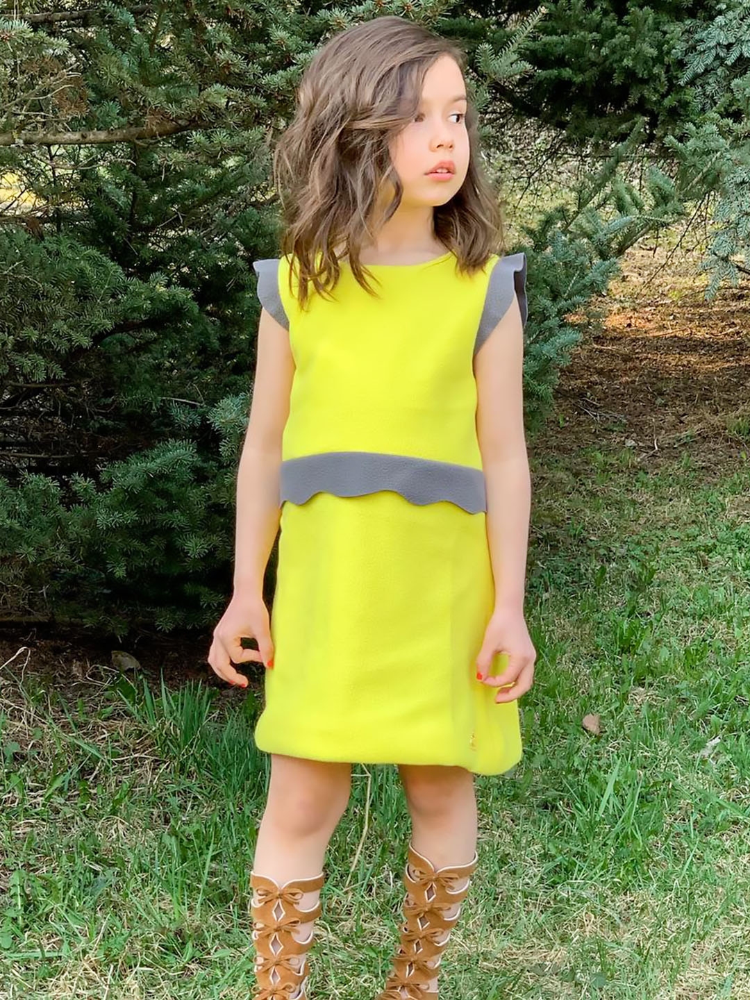 Buy Cherry Crumble Girls Yellow Solid A Line Dress - Dresses for Girls ...