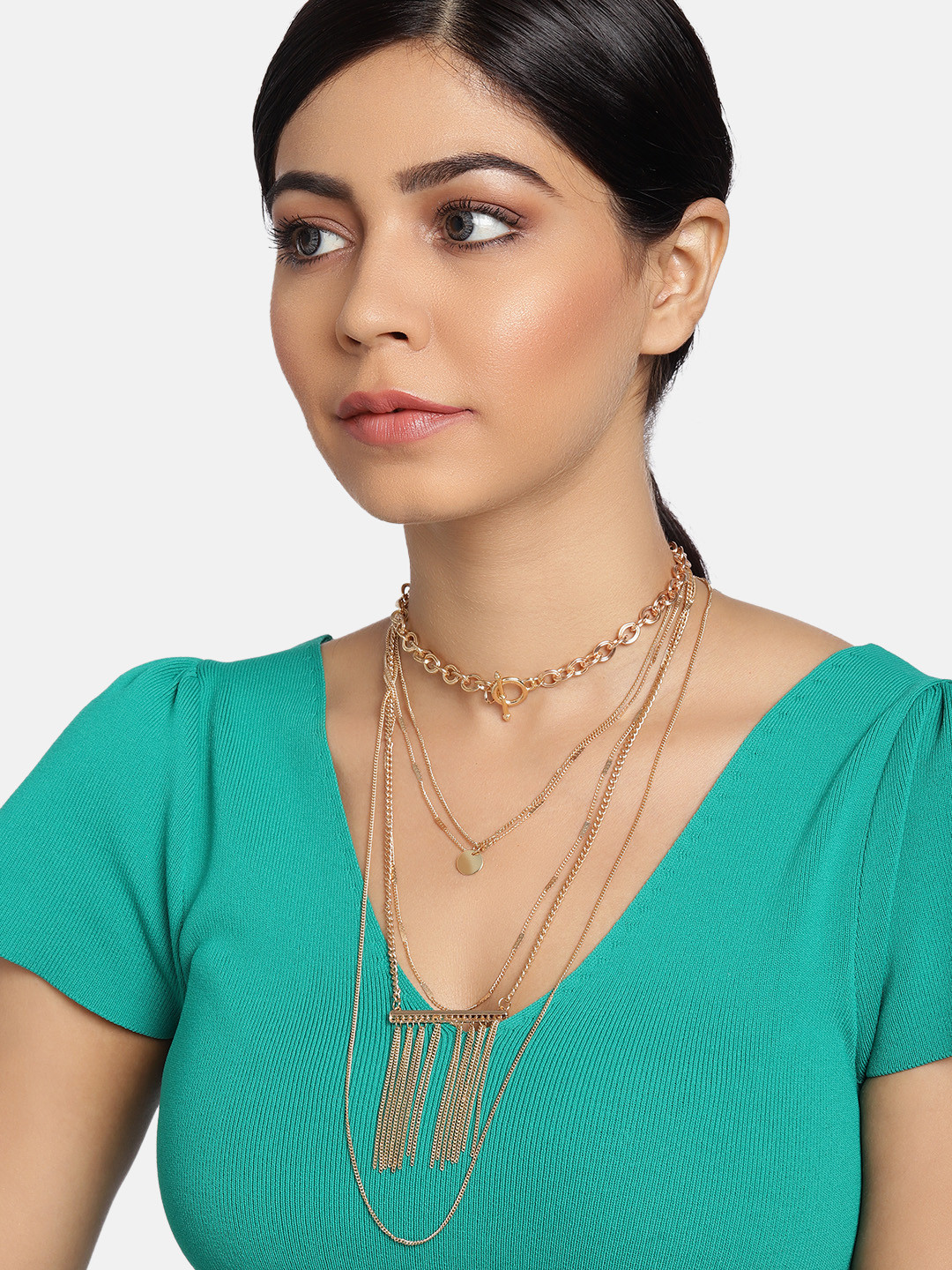 Buy Ayesha Set Of 2 Gold Plated Layered Necklaces Necklace And Chains