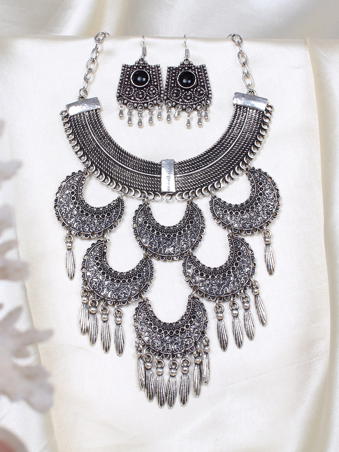 Buy Ayesha Silver Toned Oxidized Ethnic Jewelry Set Jewellery Set for Women 12878794 Myntra
