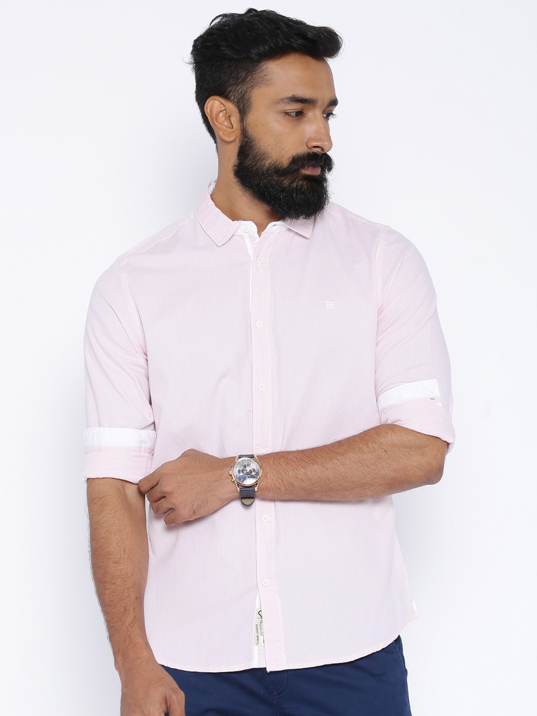 Buy Being Human Clothing Light Pink Slim Casual Shirt - Shirts for Men ...