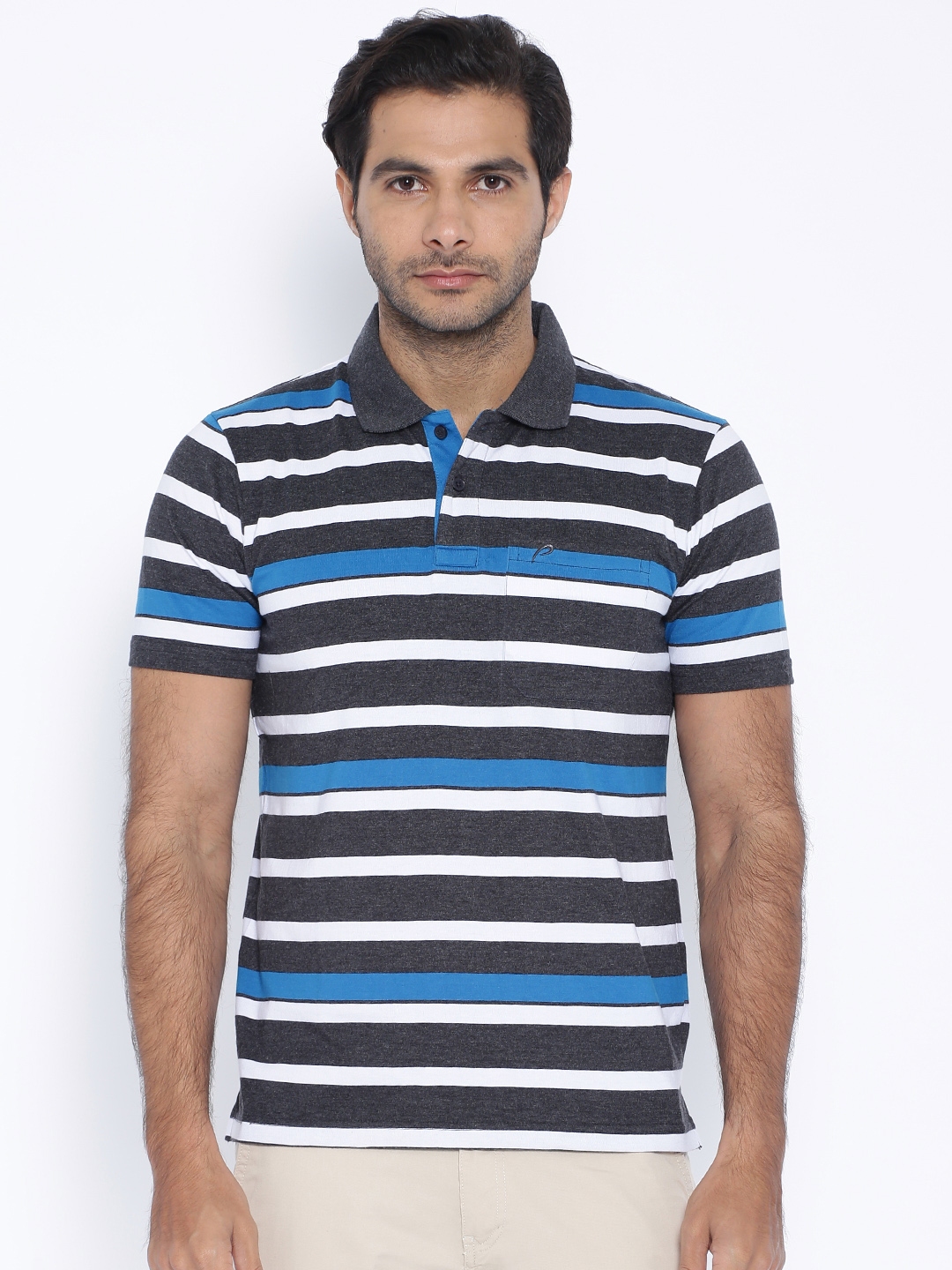 Buy Proline Grey & Blue Polo T Shirt - Tshirts for Men 1287983 | Myntra