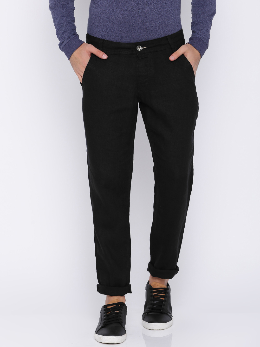 Buy Being Human Clothing Black Linen Trousers - Trousers for Men 1288096 | Myntra