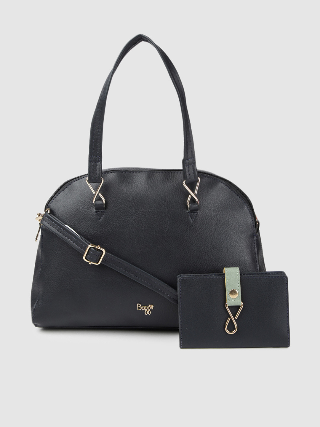Buy Baggit Navy Blue Solid Shoulder Bag With Wallet Handbags for