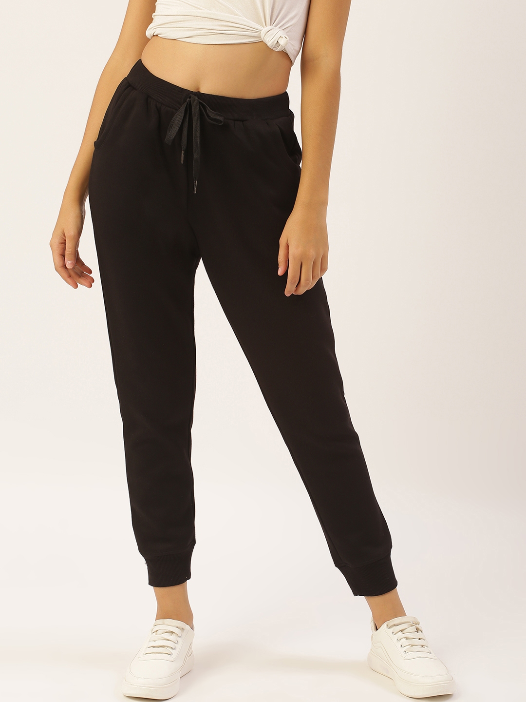 Buy Sweet Dreams Women Black Solid Cropped Joggers - Track Pants for ...