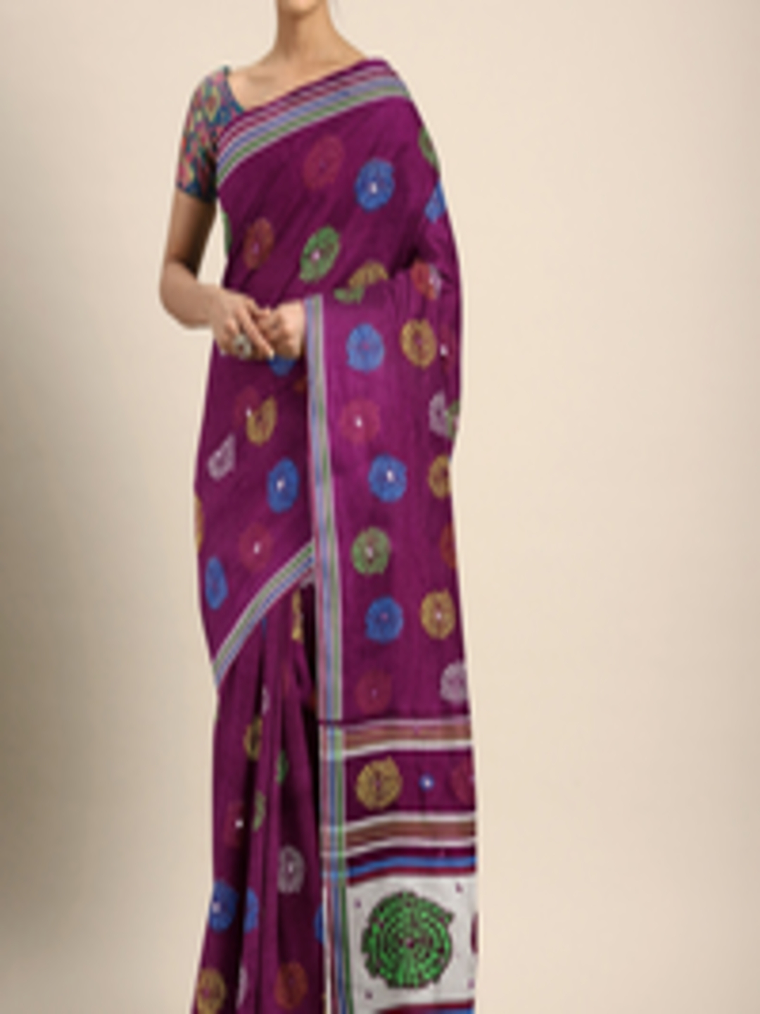Buy KALINI Purple Embroidered Jute Silk Saree - Sarees for Women ...