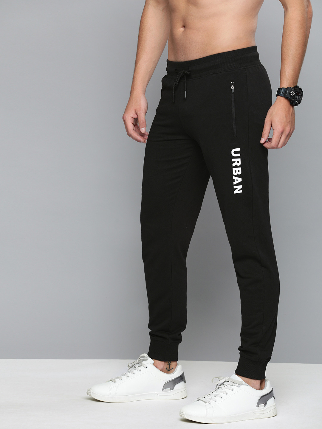 Buy HERE&NOW Men's Black And White Printed Track Pants Track Pants