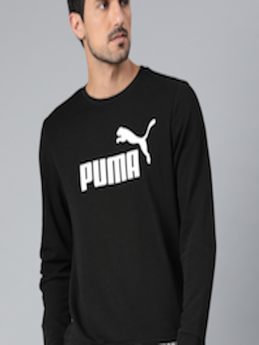 Buy Puma Men Black & White Printed Amplified Crew TR Sweatshirt ...