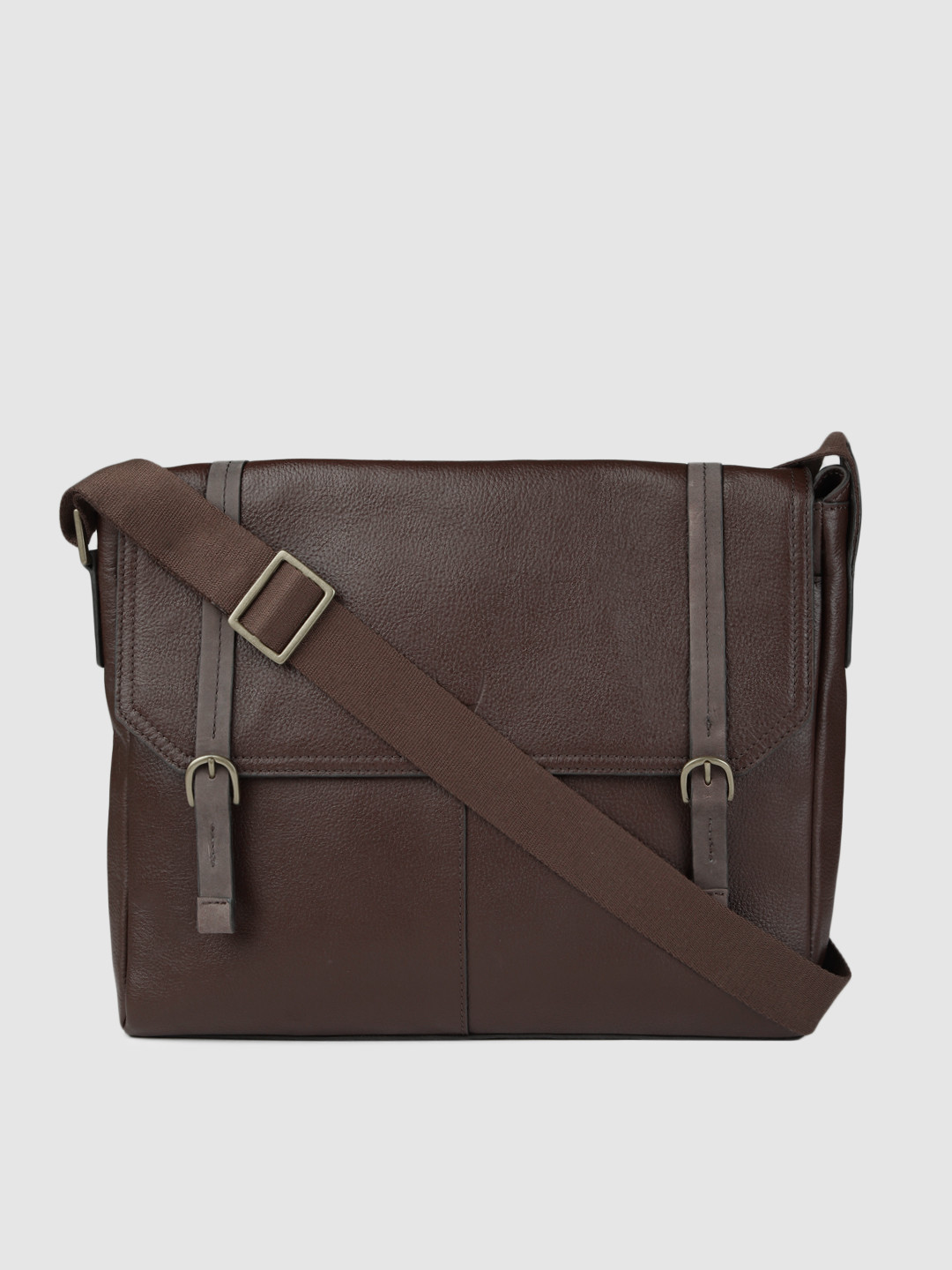 Buy Hidesign Men Brown Solid Leather Messenger Bag Messenger Bag for