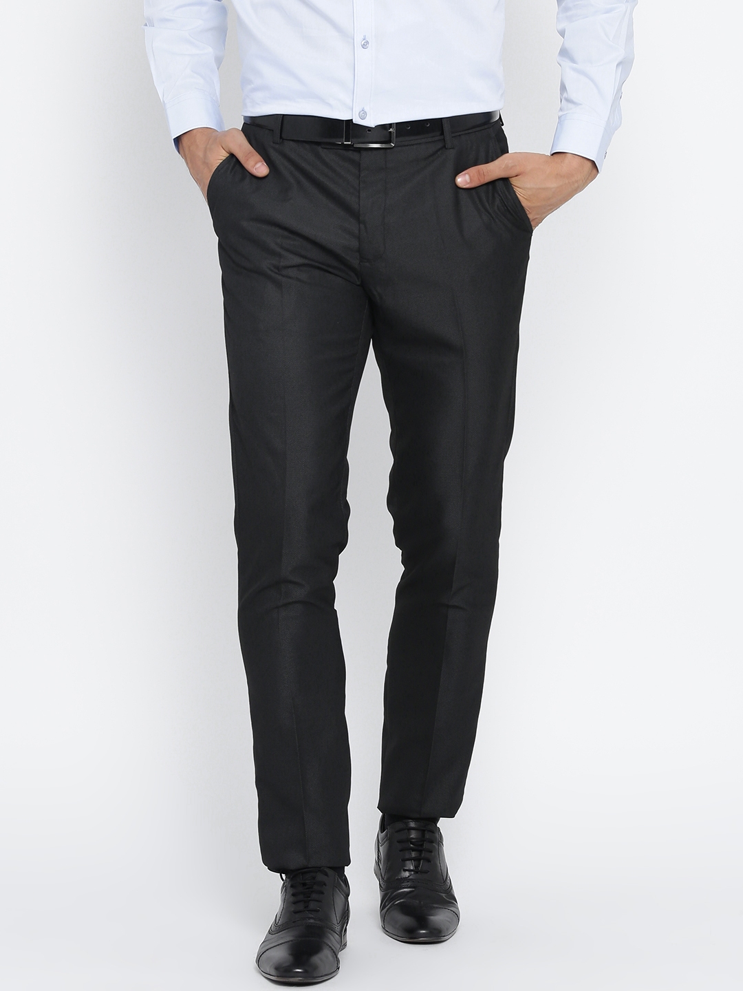 Buy Black Coffee Charcoal Grey Sharp Fit Formal Trousers - Trousers for ...