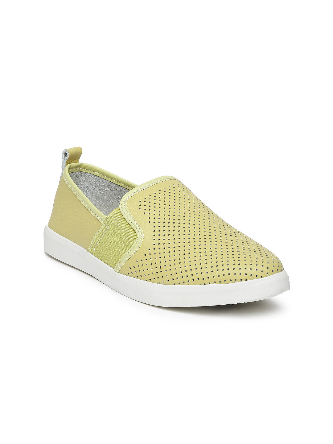 Buy Ginger By Lifestyle Women Green Leather Slip Ons