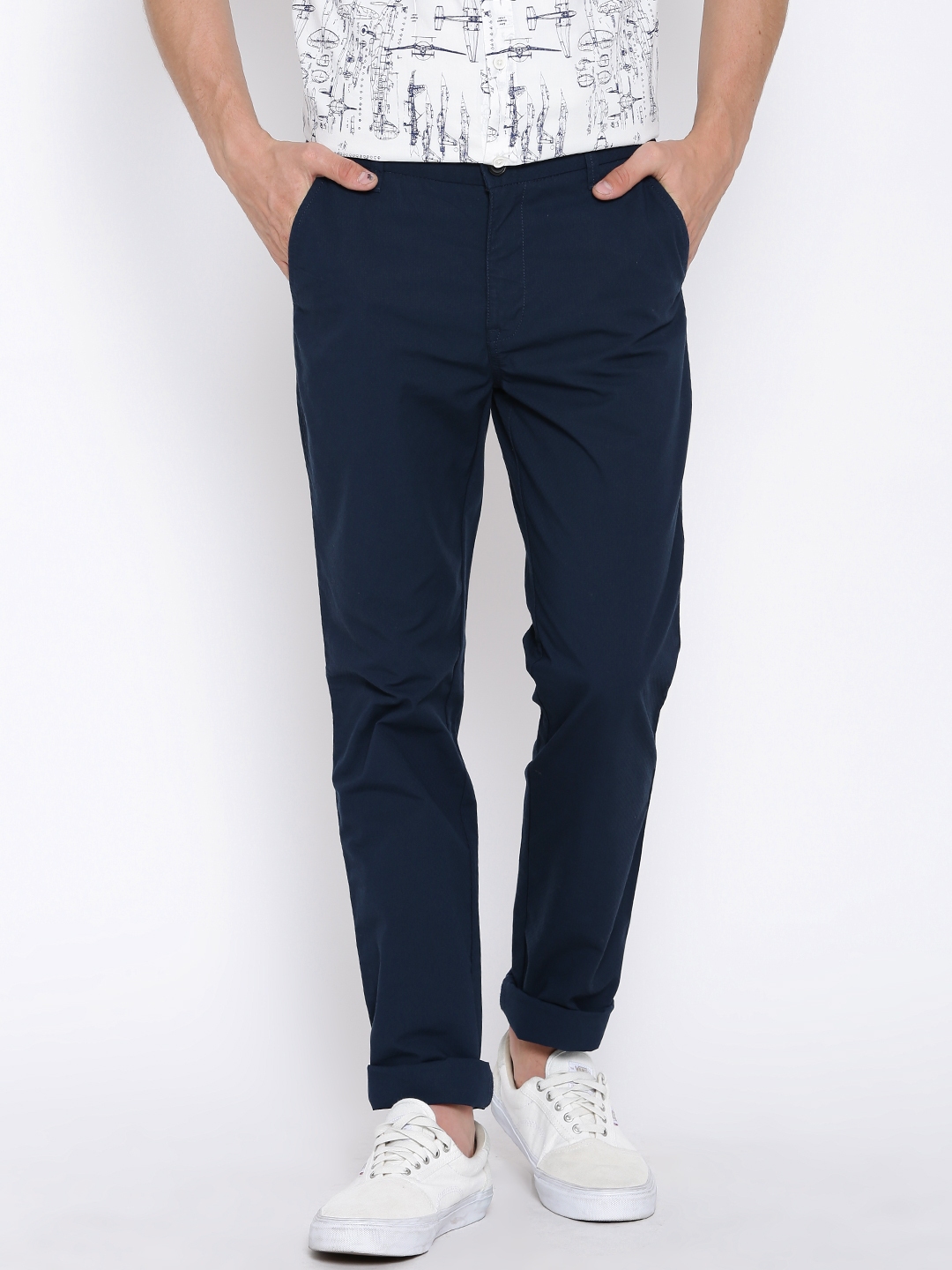 Buy United Colors Of Benetton Navy Slim Casual Trousers - Trousers for ...