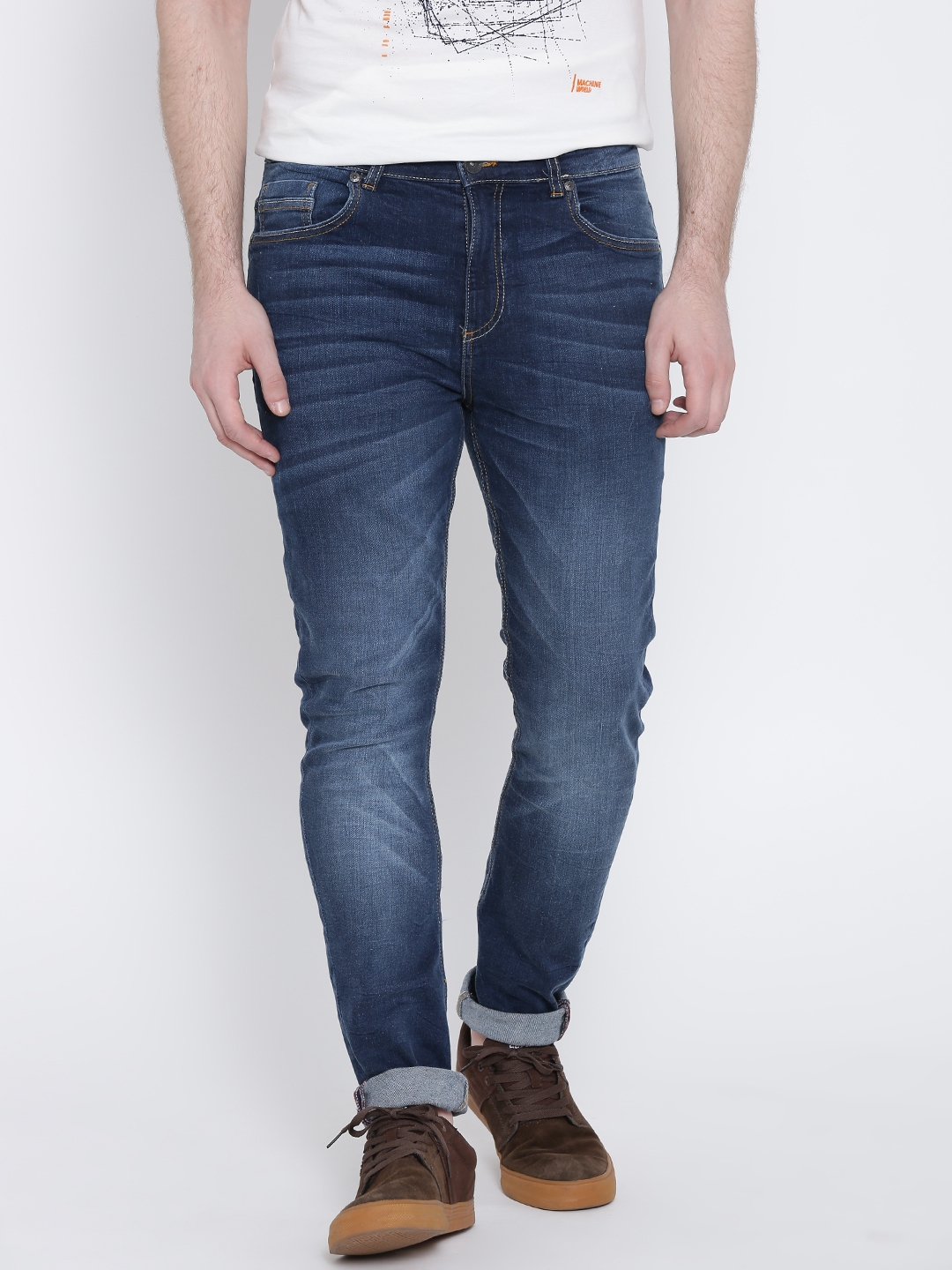Buy United Colors Of Benetton Blue Washed Carrot Fit Stretchable Jeans ...
