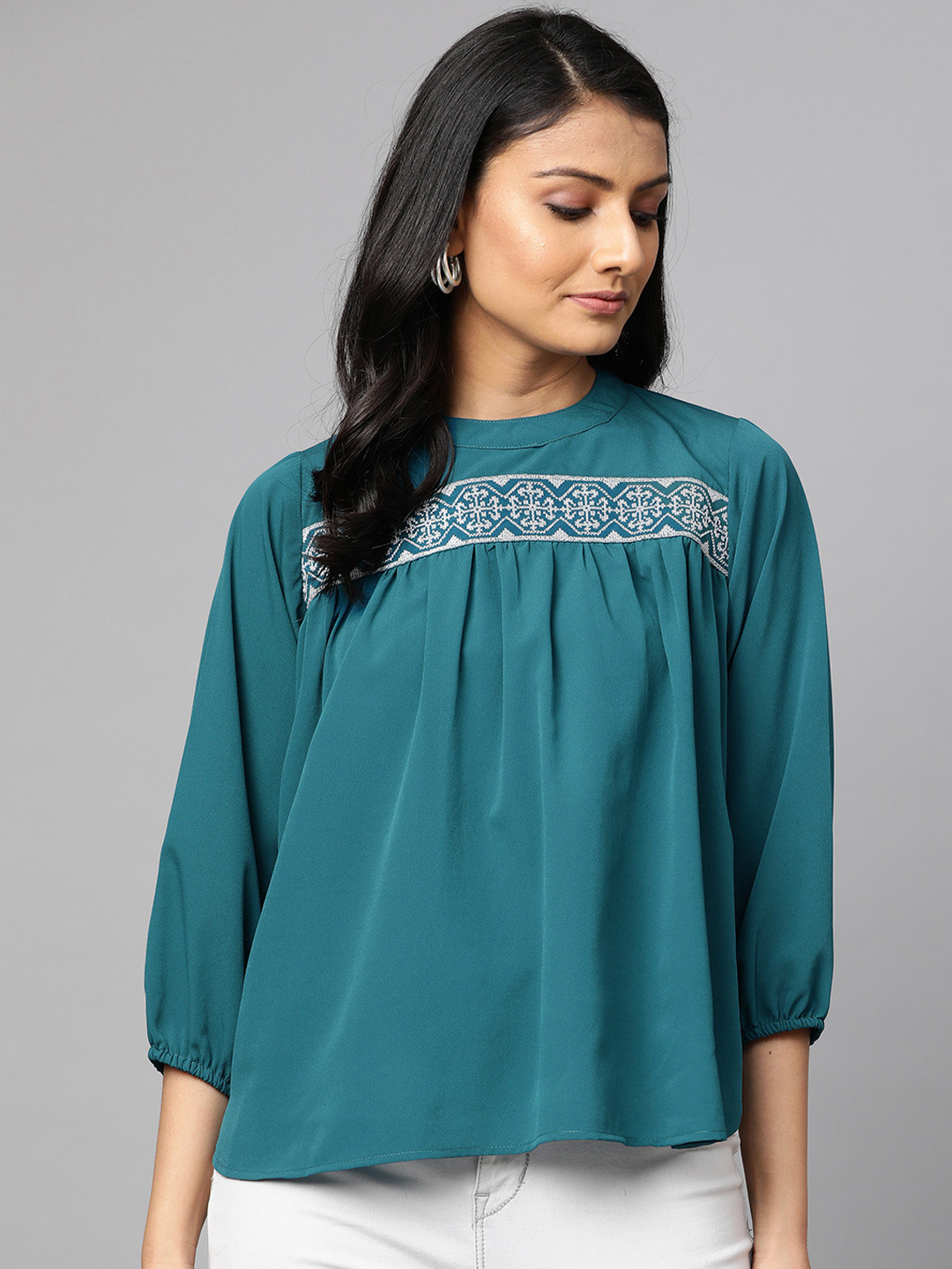 Buy PlusS Women Teal Blue Solid Top Tops for Women 12916546 Myntra