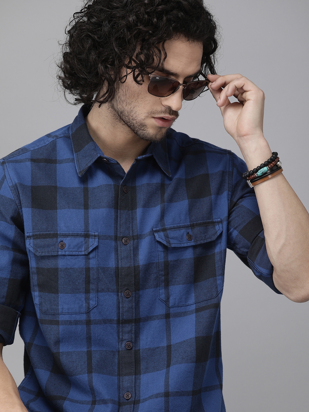 mens blue and black flannel