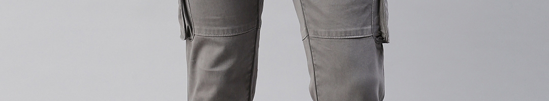 Buy Roadster Men Grey Regular Fit Solid Cargos - Trousers for Men ...