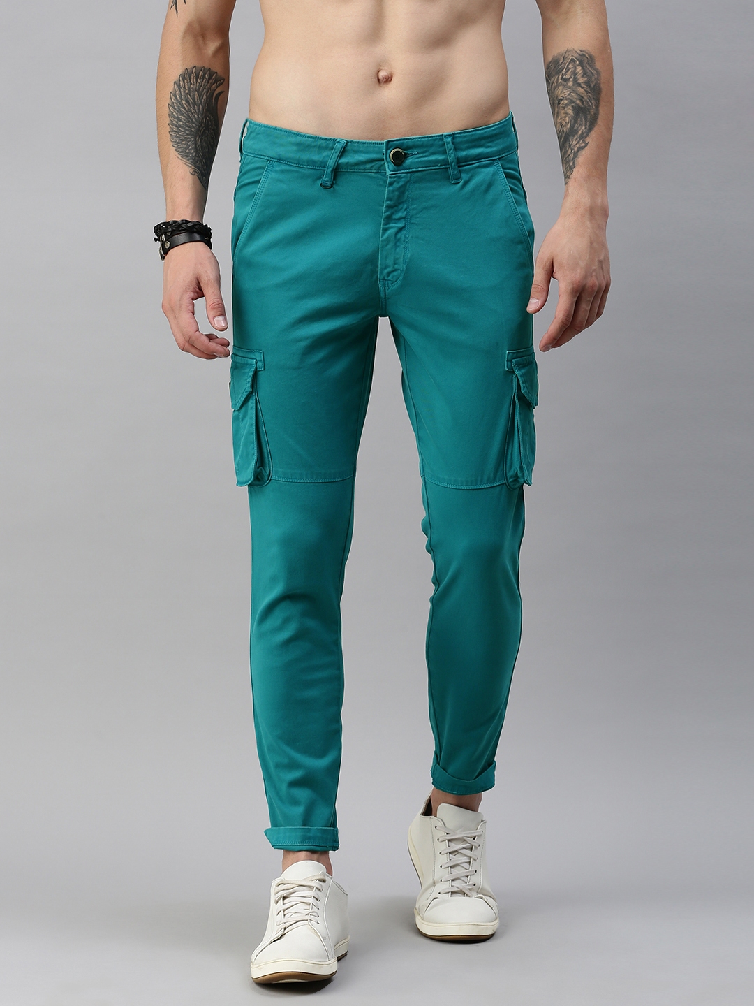 Buy Roadster Men Blue Cargos - Trousers for Men 12919486 | Myntra