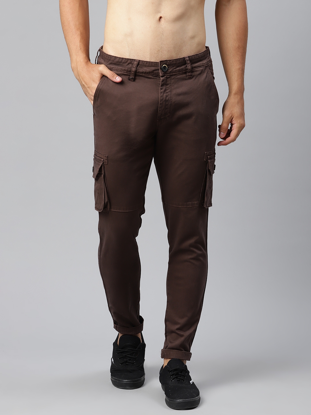 Buy Roadster Men Coffee Brown Cargos - Trousers for Men 12919642 | Myntra