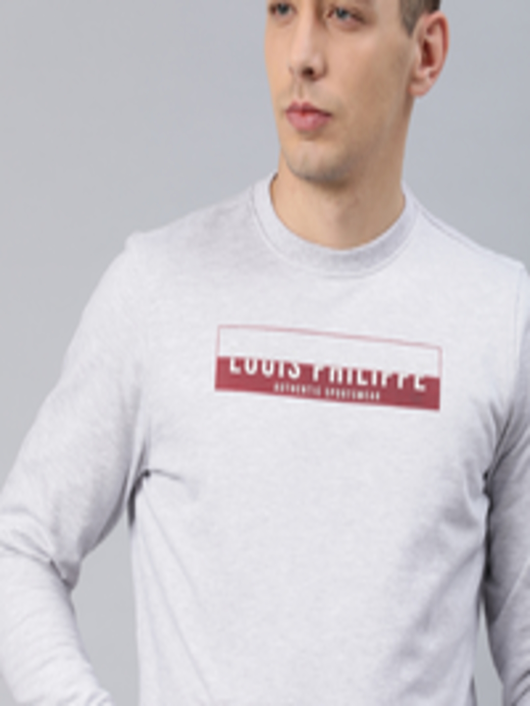 Buy Louis Philippe Sport Men Grey Melange Printed Sweatshirt ...