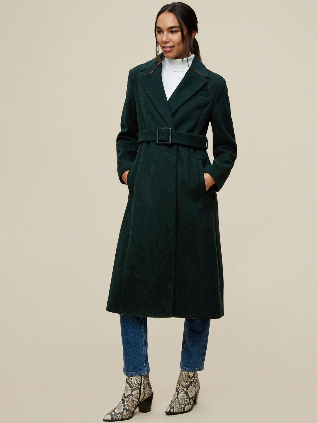 Buy DOROTHY PERKINS Women Green Solid Longline Overcoat Coats for
