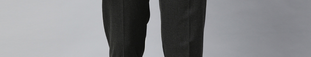 Buy SUITLTD Men Charcoal Grey Slim Fit Solid Formal Trousers - Trousers ...