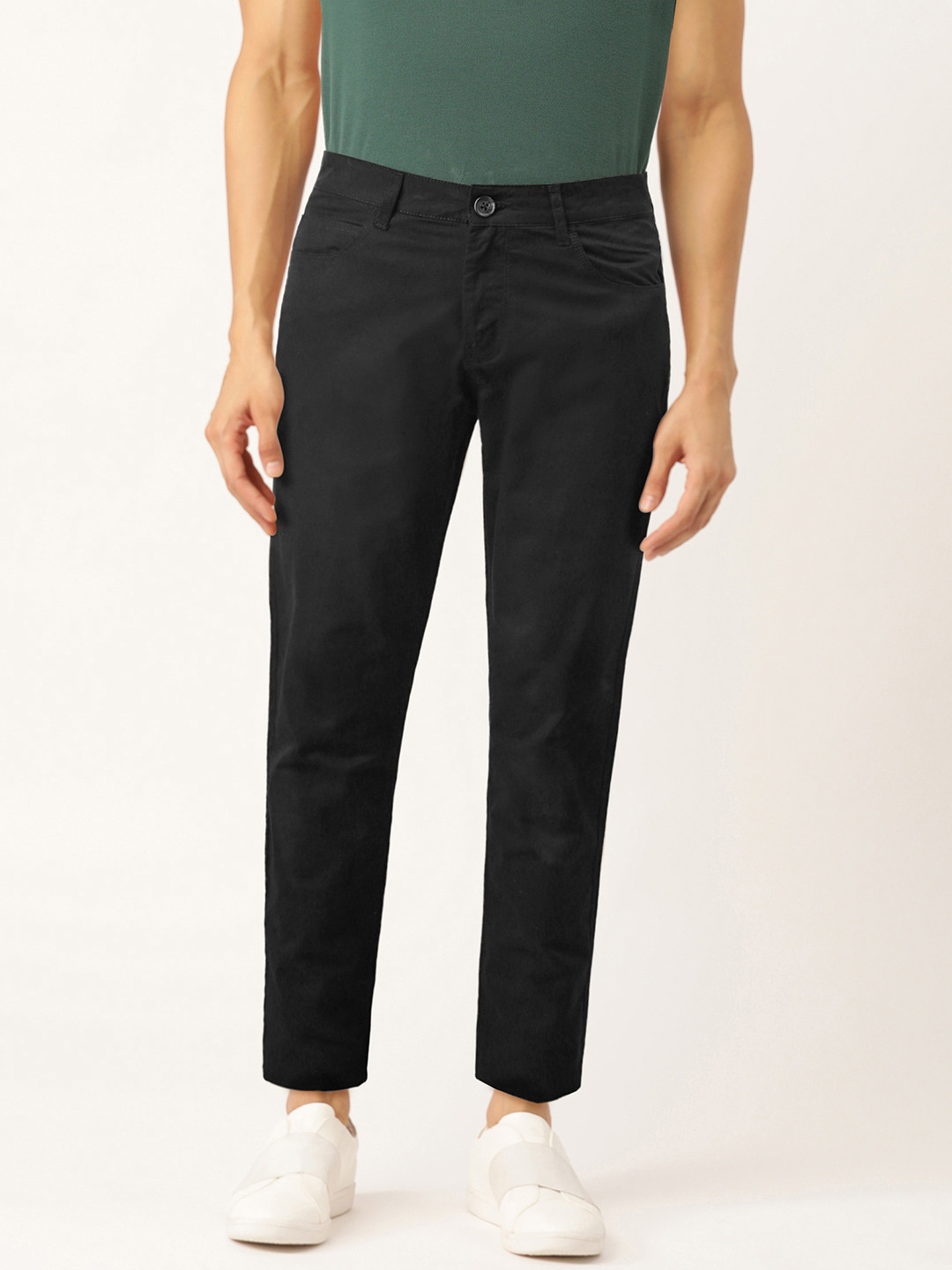 Buy United Colors Of Benetton Men Black Slim Fit Solid Chinos - Trousers for Men 12940852 | Myntra