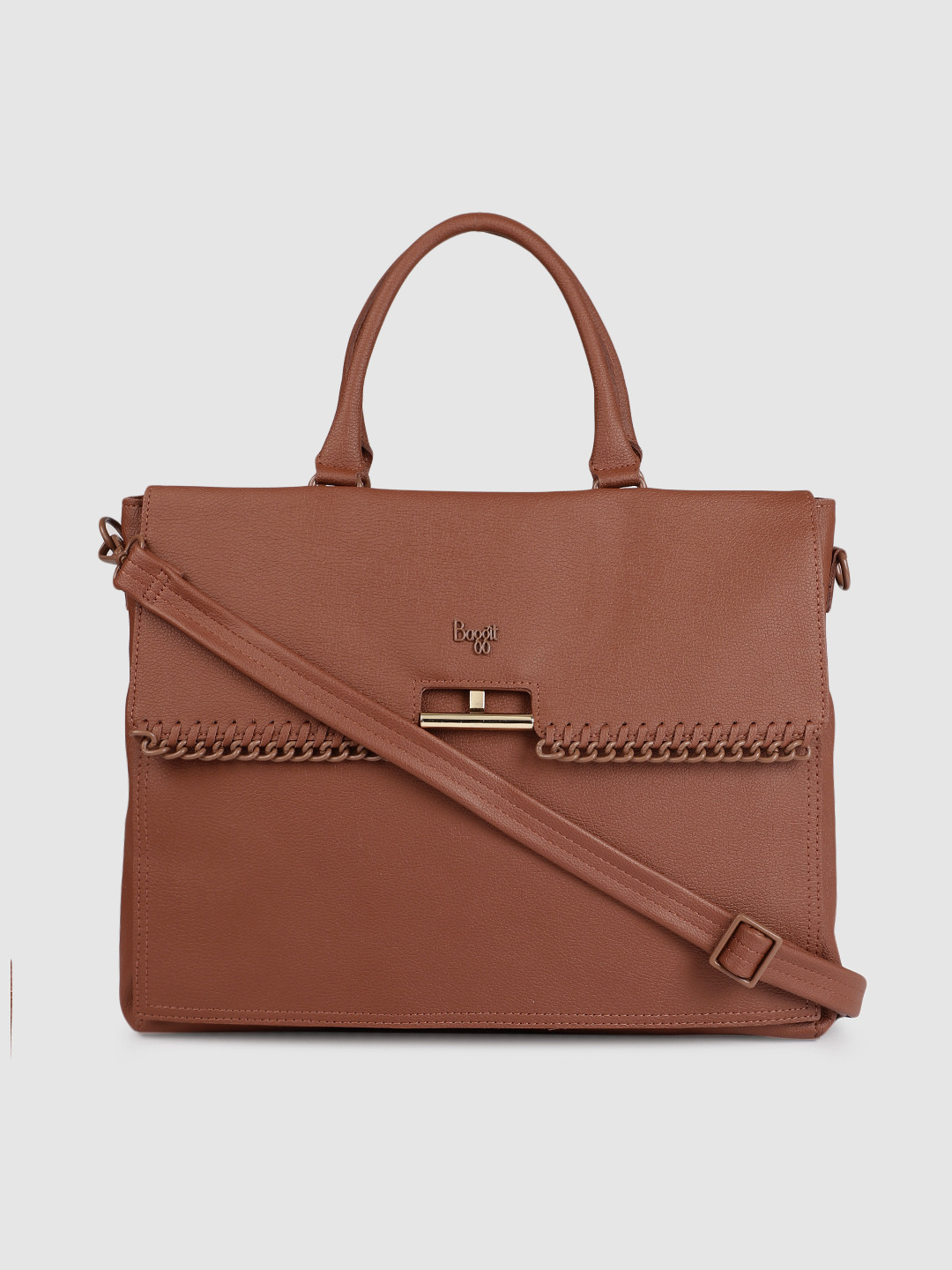 Buy Baggit Tan Brown Solid Handheld Laptop Bag Handbags for Women