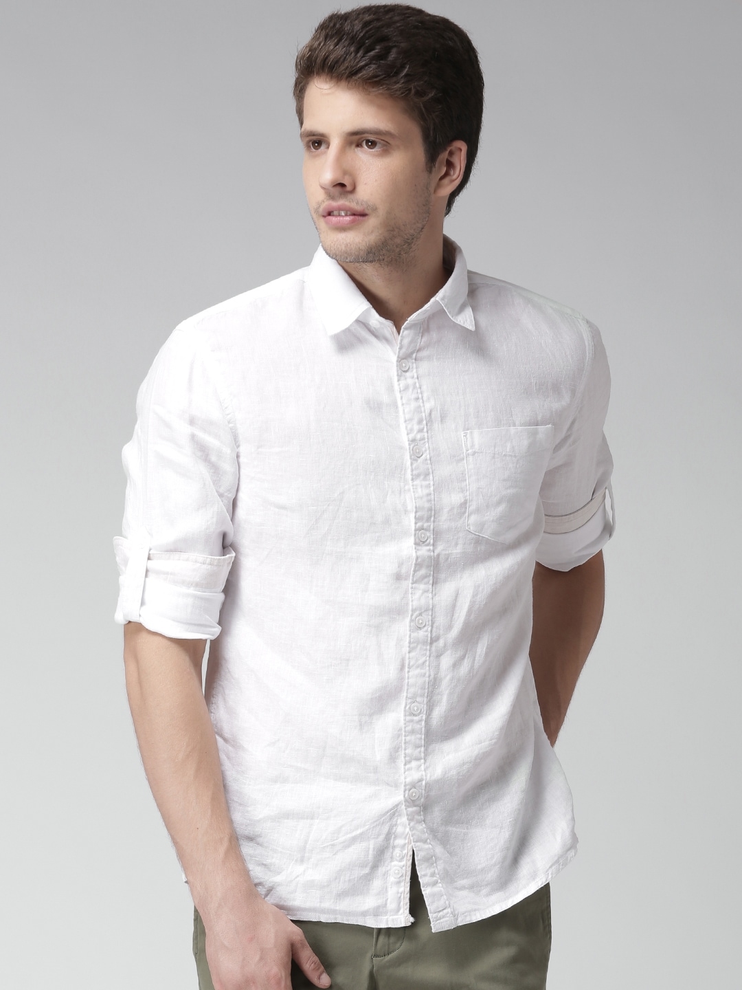 Buy Celio White Pure Linen Casual Sustainable Shirt - Shirts for Men ...