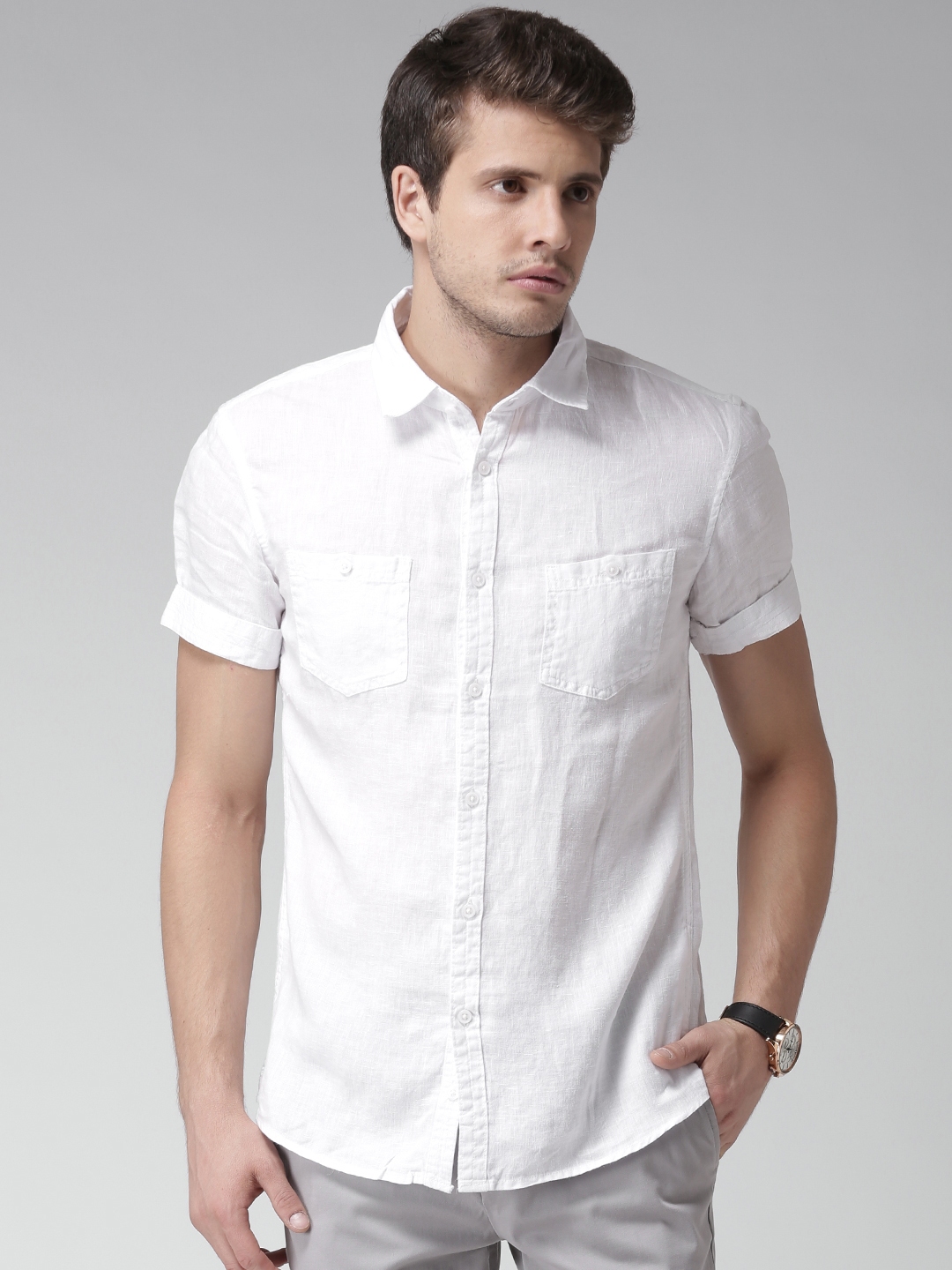 Buy Celio White Linen Casual Shirt - Shirts for Men 1295457 | Myntra