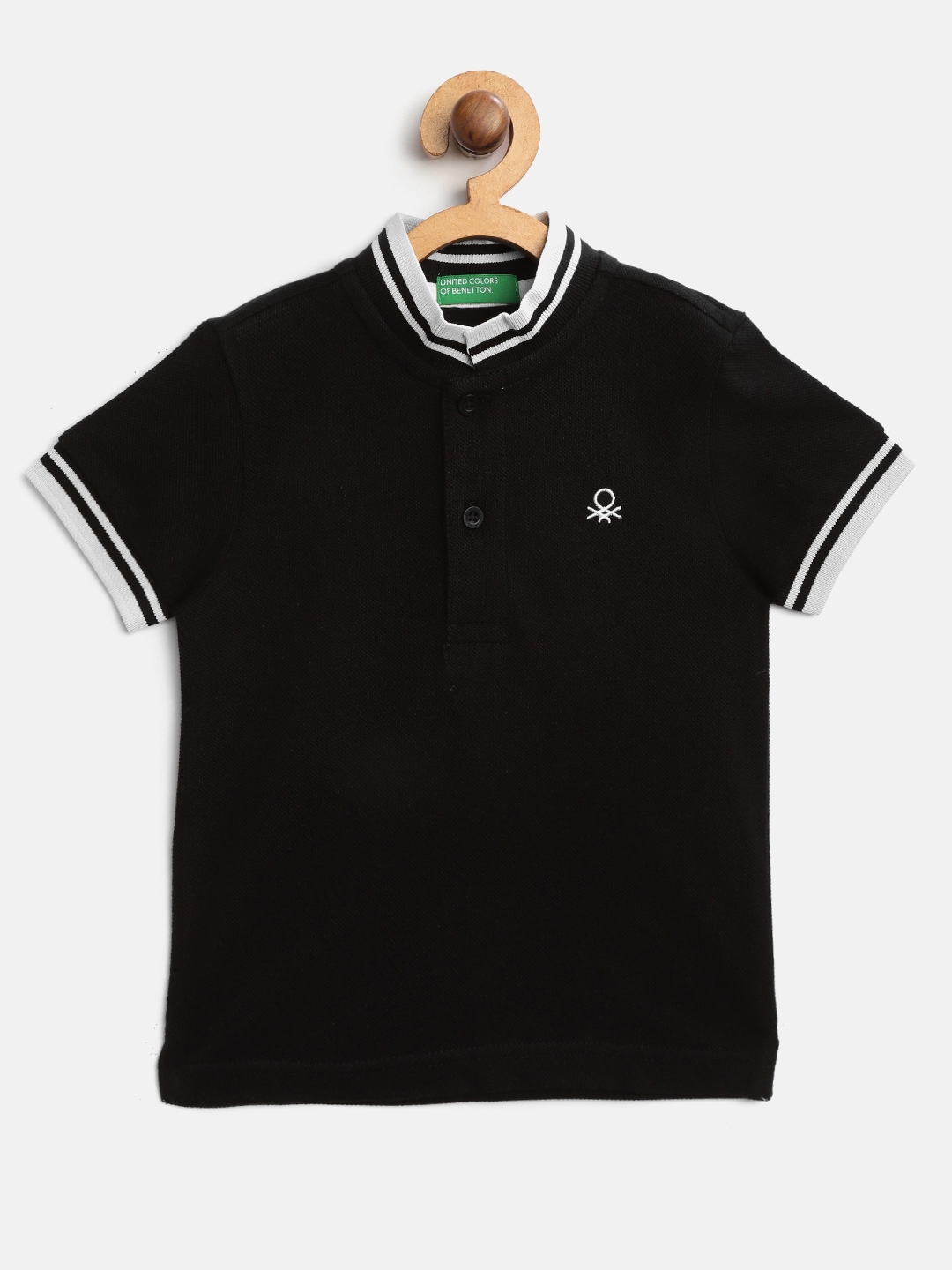 Buy United Colors Of Benetton Boys Black Solid Polo Collar T Shirt ...