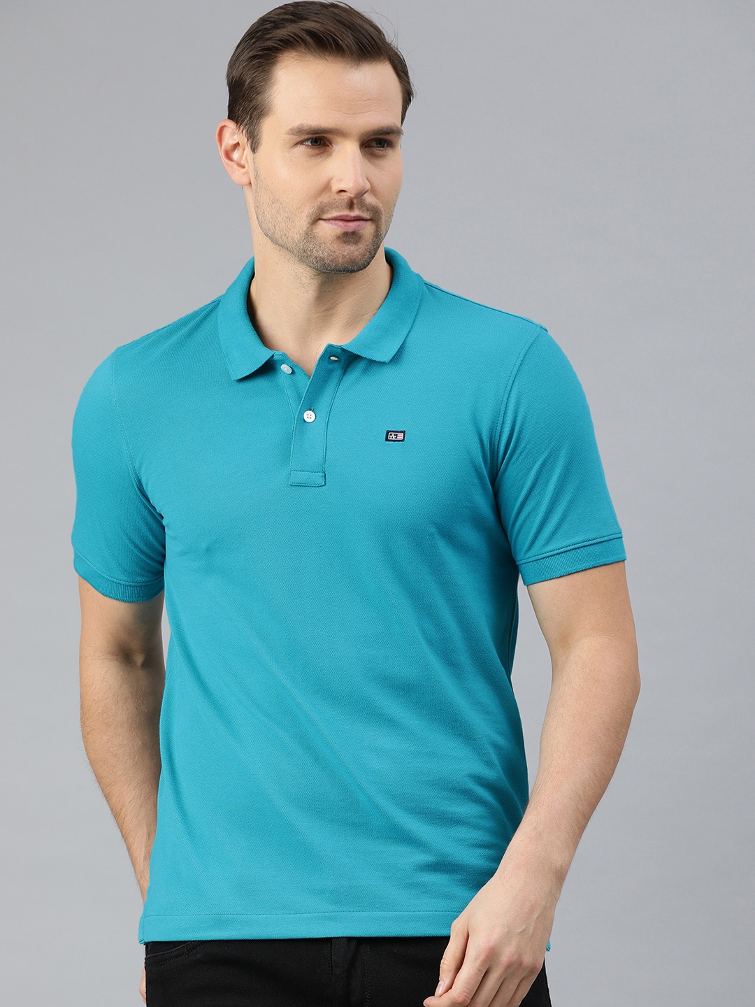 Buy Arrow Sport Men Blue Solid Polo Collar T Shirt - Tshirts for Men ...