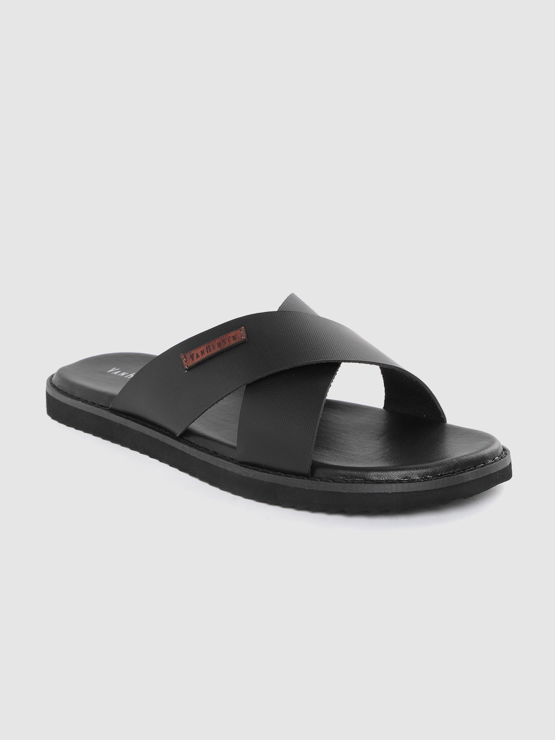 Buy Van Heusen Men Black Textured Sliders - Flip Flops for Men 12960230 | Myntra
