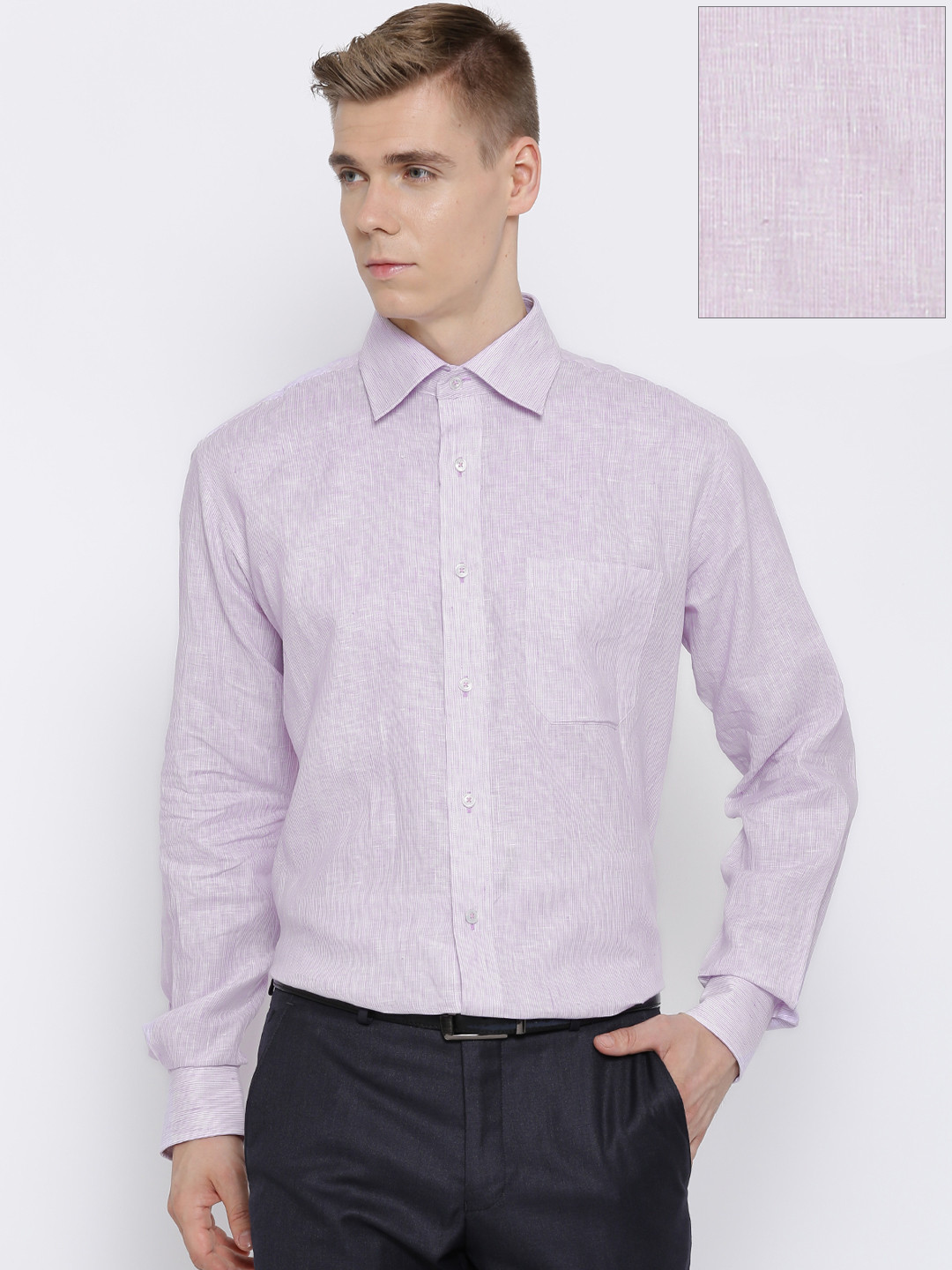 Buy Raymond Lavender Self Striped Linen Contemporary Formal Shirt Shirts for Men 1296116 Myntra