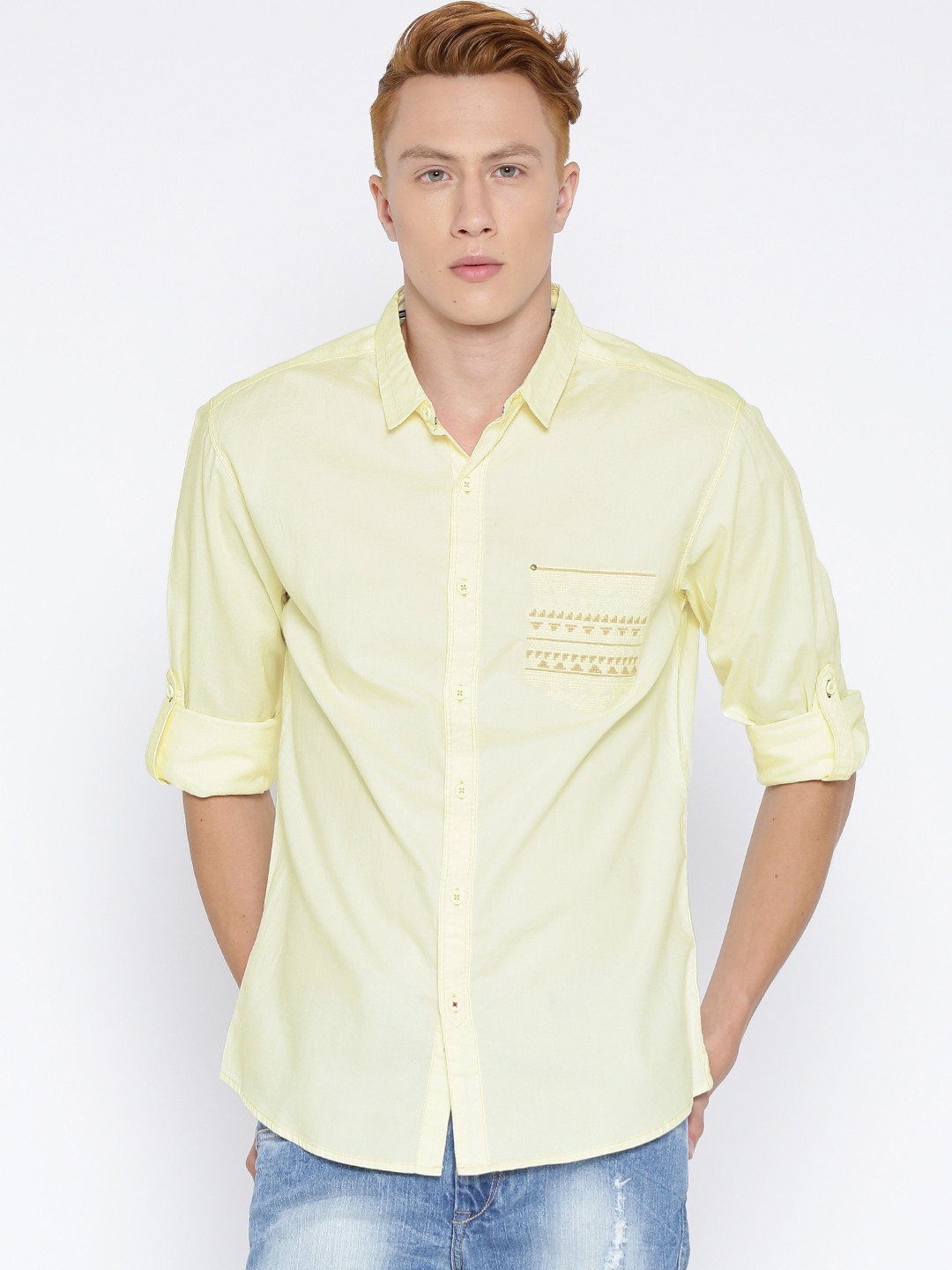 mens light yellow shirt