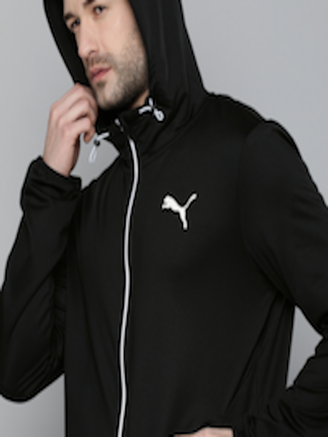 Buy Puma Men Black Solid RTG FZ Sporty Track Jacket - Jackets for Men ...
