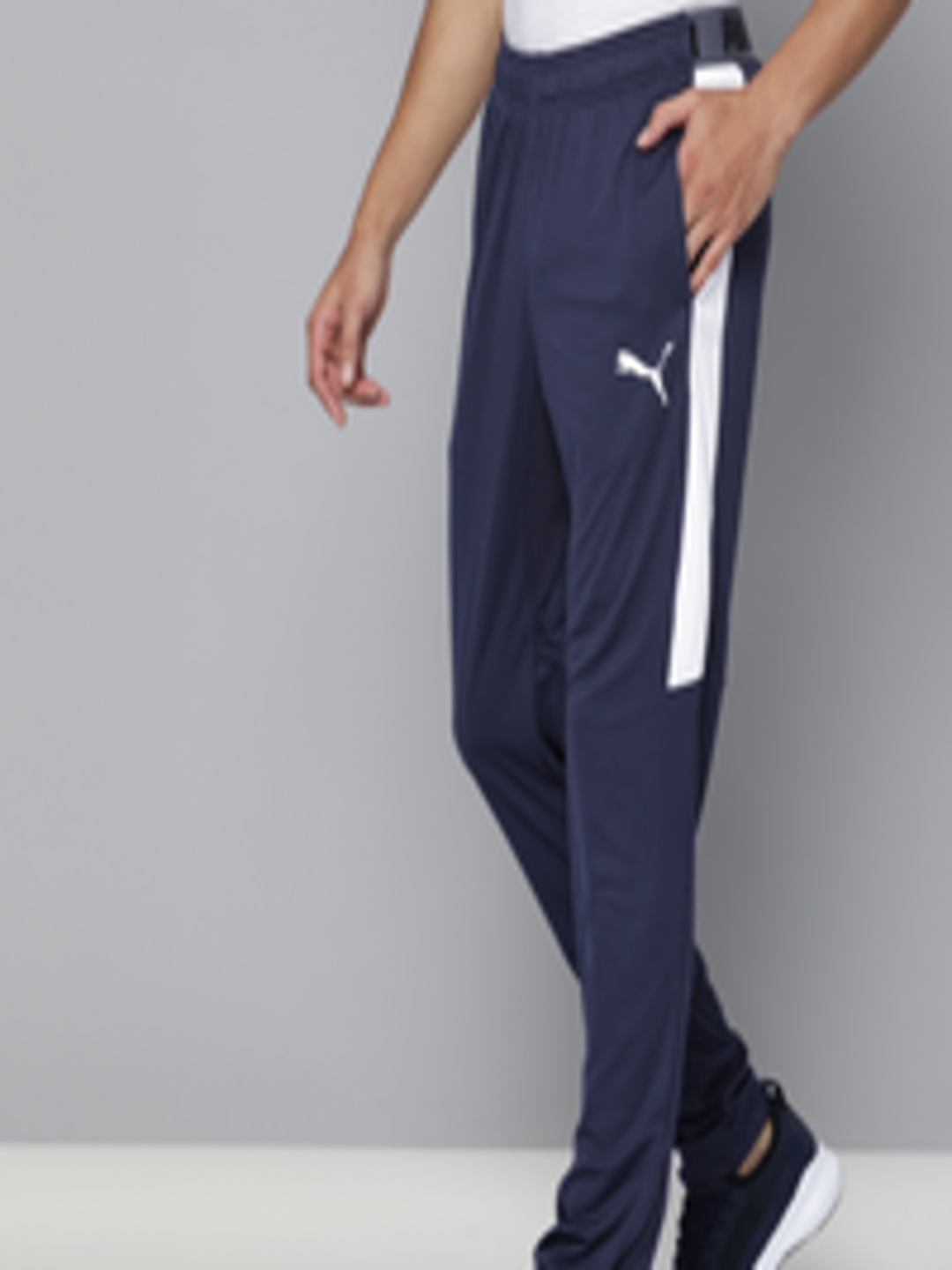 Buy Puma Men Navy Blue Solid Speed Side Striped Track Pants - Track ...