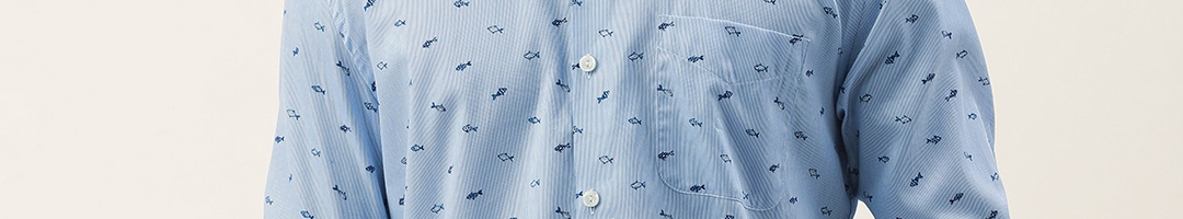 Buy Peter England Men Blue Slim Fit Striped Formal Shirt - Shirts for ...