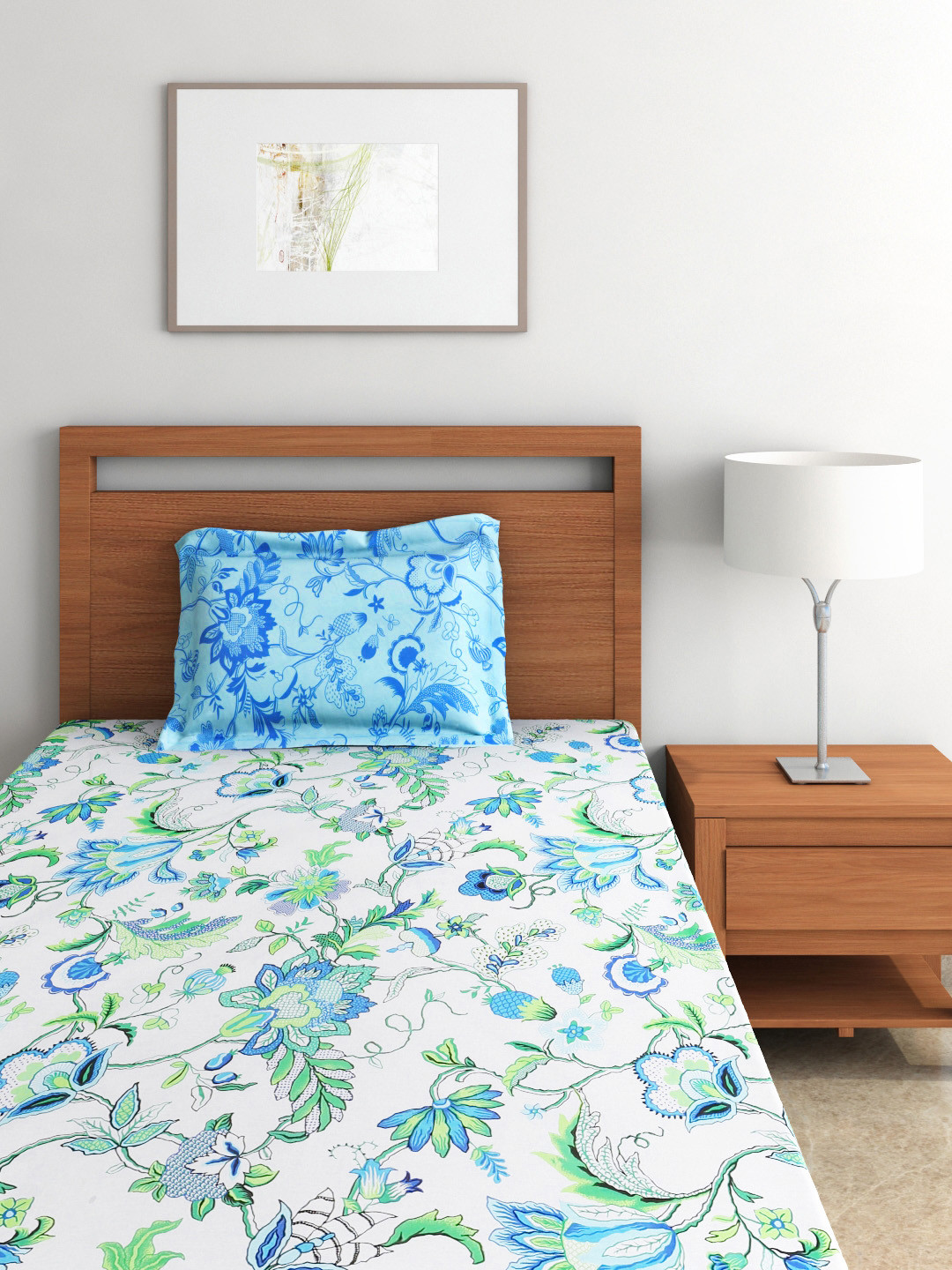 Buy Portico New York Marvella White 144 TC Cotton Single Bedsheet With