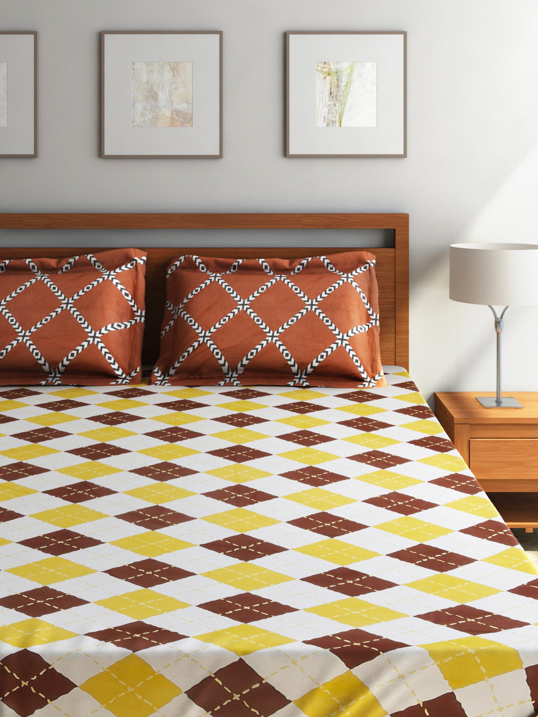 Buy Portico New York Marvella White Cotton Double Bedsheet With 2