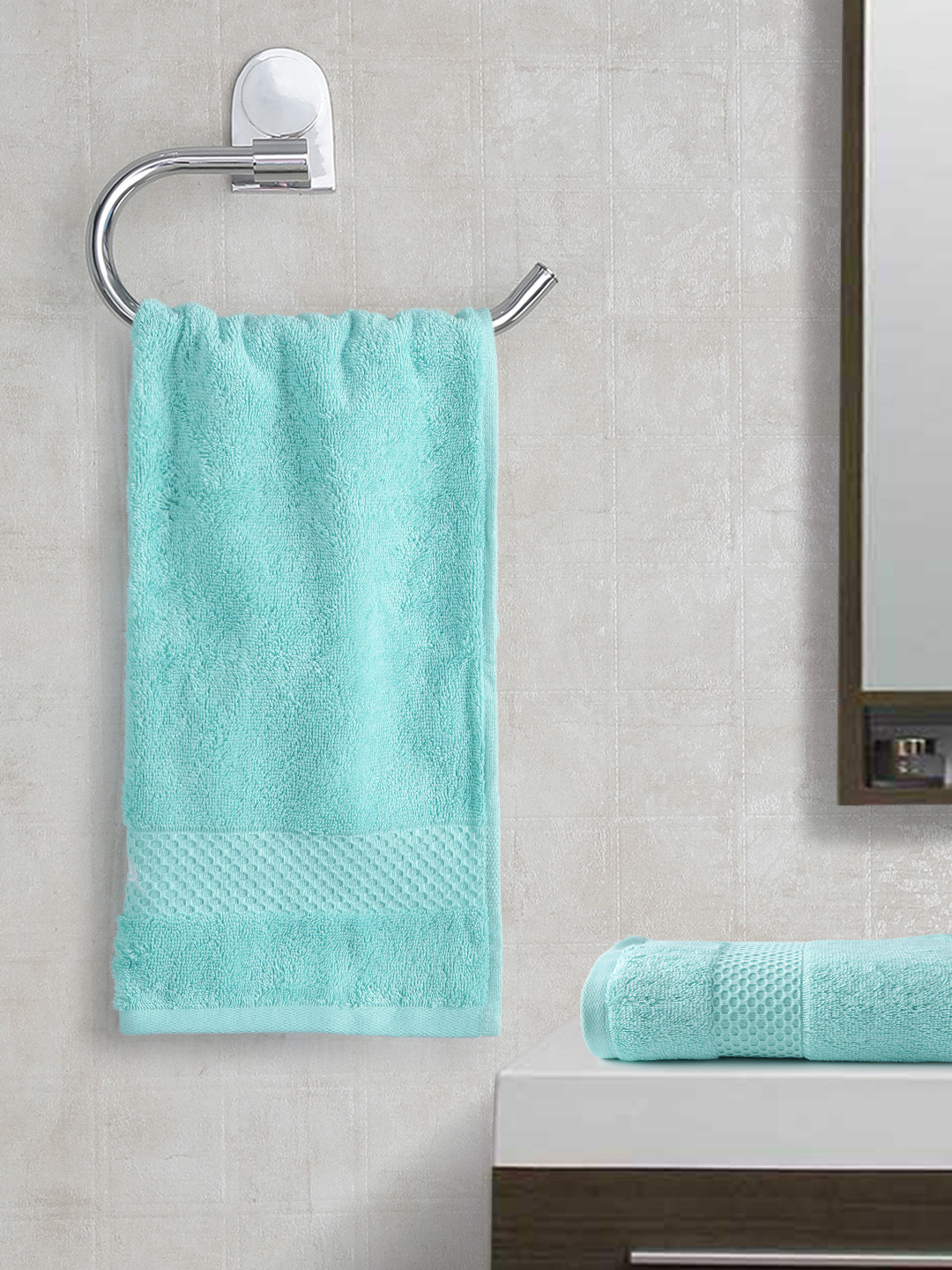 Buy Portico New York Therapia Mint Green Cotton Set Of 2 Hand Towels Hand Towels for Unisex