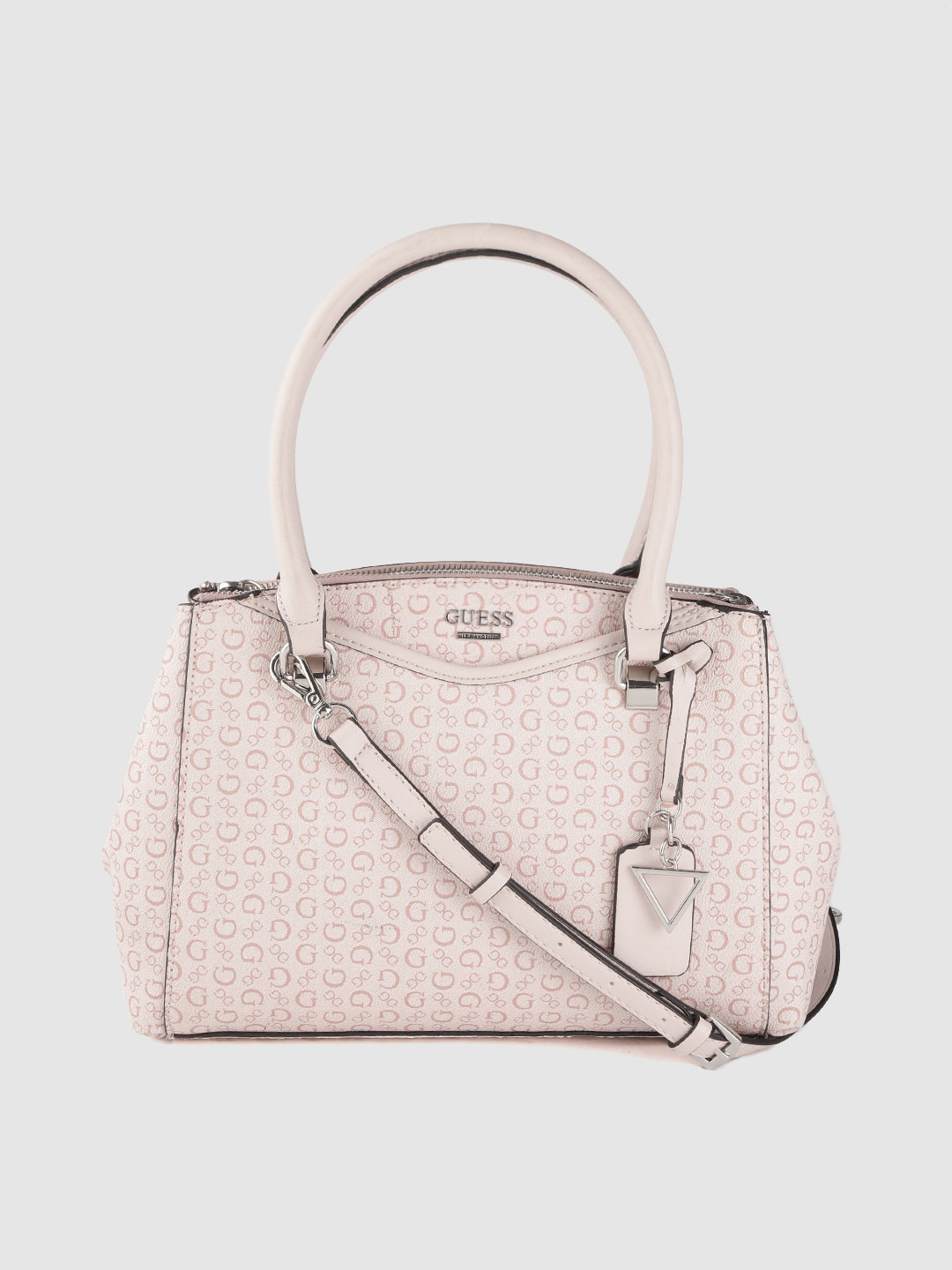 Buy GUESS Pink Brand Logo Print Handheld Bag With Tab & Detachable Sling Strap Handbags for