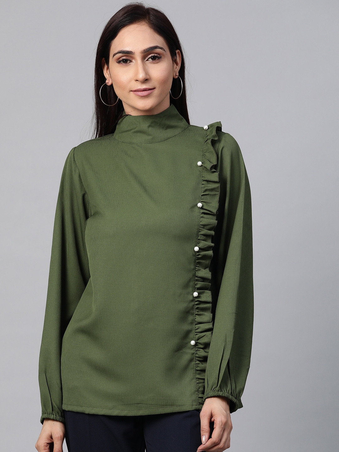 olive green tops womens