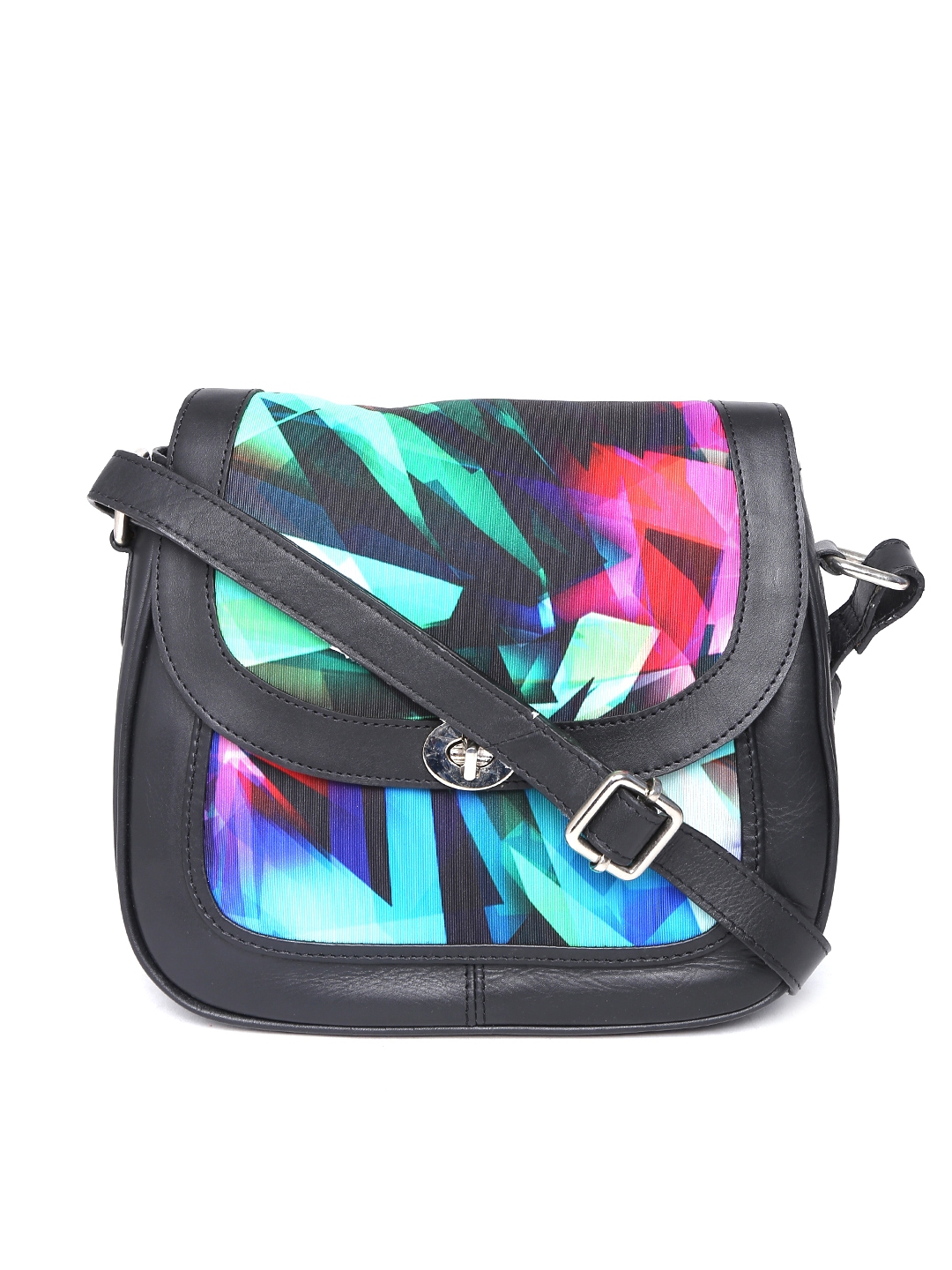Buy Satya Paul Black Printed Leather Sling Bag - Handbags for Women ...